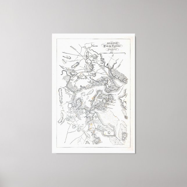 Lienzo Mapa antiguo de Boston | 1775-1776 (Anverso)