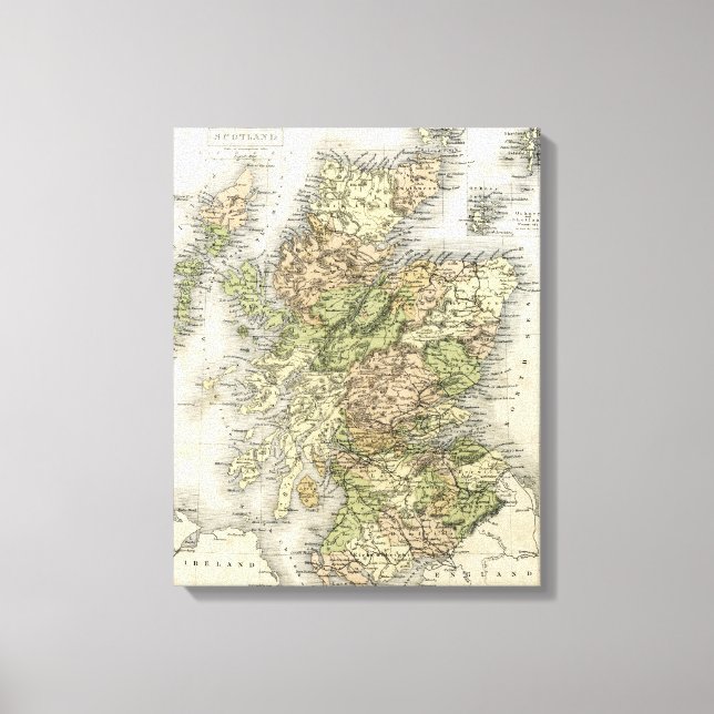 Lienzo Mapa antiguo de Escocia (Anverso)
