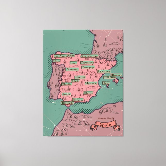 Lienzo Mapa antiguo de España (Anverso)