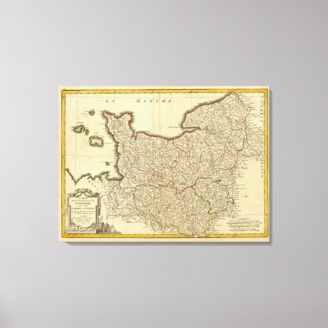 Lienzo Mapa antiguo de Francia (Anverso)