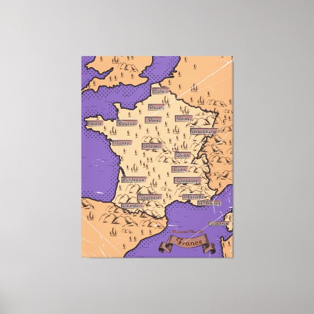 Lienzo Mapa Antiguo de Francia (Anverso)