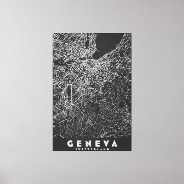 Lienzo Mapa antiguo de Ginebra Suiza (Anverso)