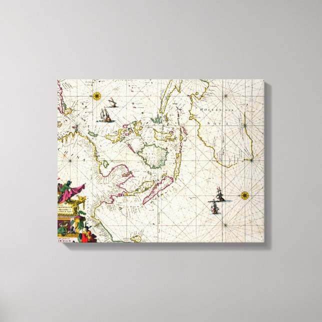 Lienzo Mapa antiguo de las Indias Orientales (Anverso)