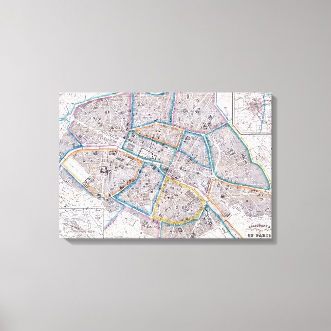 Lienzo Mapa antiguo de París (Anverso)