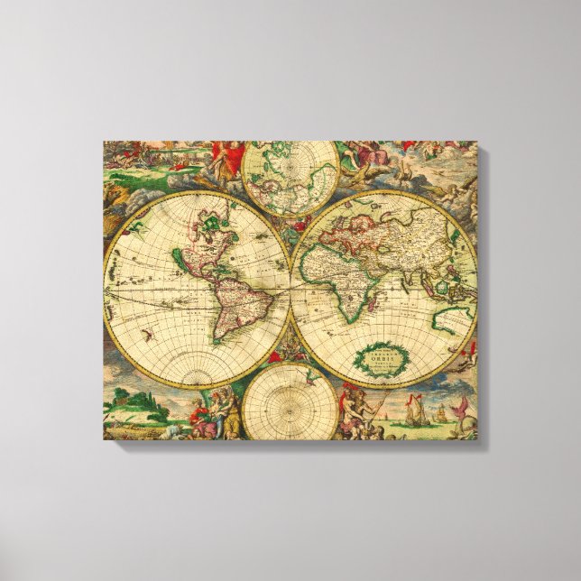 Lienzo Mapa Antiguo del Mundo (Anverso)