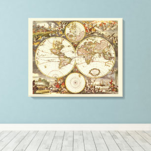 Lienzo Mapa Antiguo del Mundo Antiguo de Frederick de Wit