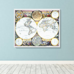 Lienzo Mapa Antiguo del Mundo, Atlas Maritimus de John Se