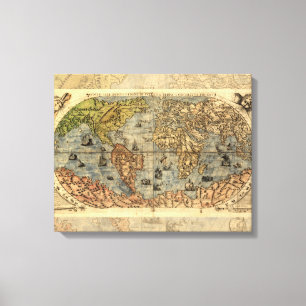 Lienzo Mapa Antiguo del Mundo de Forlani de 1565 Cartogra