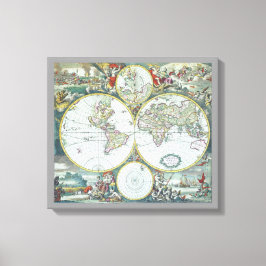Lienzo Mapa Antiguo del Mundo del Siglo XVII, Frederick D