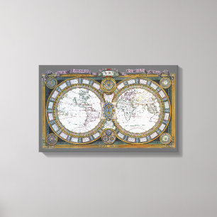 Lienzo Mapa Antiguo del Mundo por Claude Auguste Berey