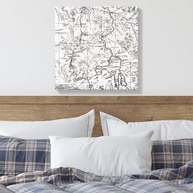Lienzo Mapa Antiguo del Parque Nacional Yellowstone (Insitu(Dormitorio))