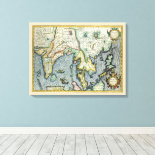 Lienzo Mapa Antiguo del Sudeste Asiático por Mercator / H