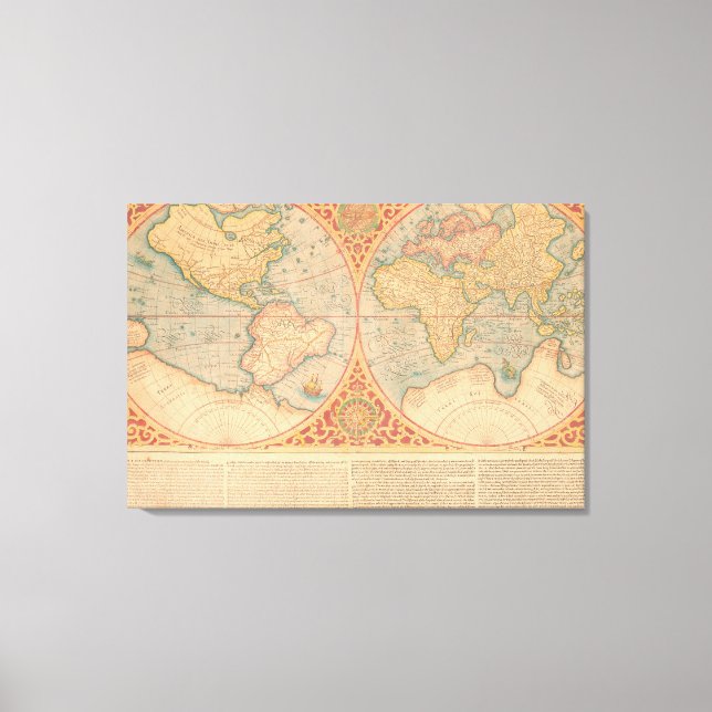 Lienzo Mapa Antiguo - Orbis Terrae Compendiosa Descritio (Anverso)