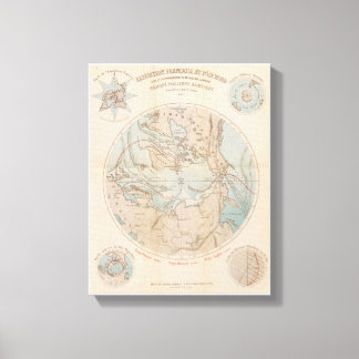 Lienzo Mapa Ártico del Polo Norte Francés Antiguo 1867