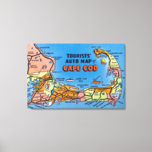 Lienzo Mapa automático detallado de Cape Cod