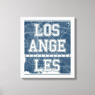 Lienzo Mapa azul de la ciudad de Los Ángeles, California