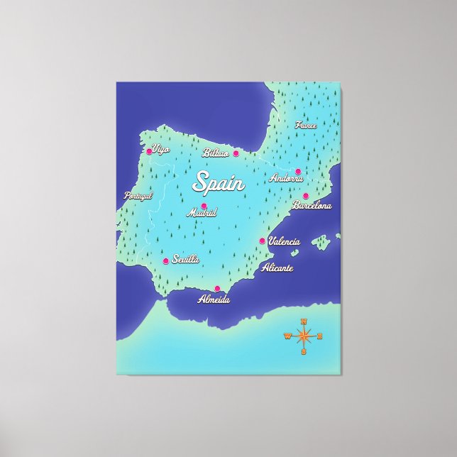 Lienzo Mapa Clásico De España (Anverso)