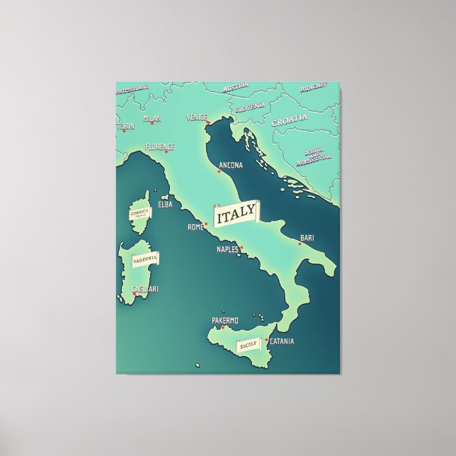 Lienzo Mapa Clásico De Italia (Anverso)
