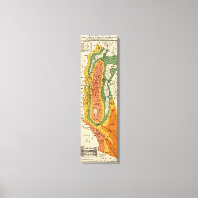 Lienzo Mapa climático de California (Anverso)