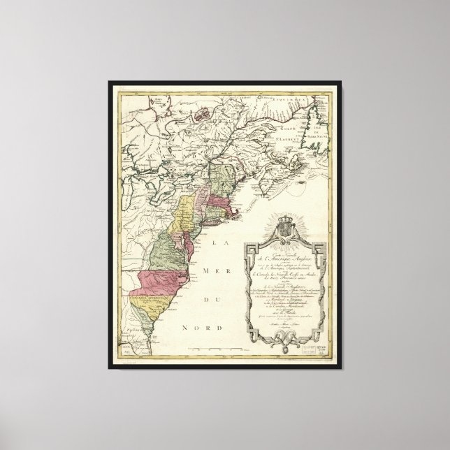 Lienzo Mapa colonial de América de Matthaus Lotter (1776) (Anverso)