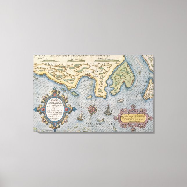 Lienzo Mapa comercial holandés del Mar Báltico (Anverso)