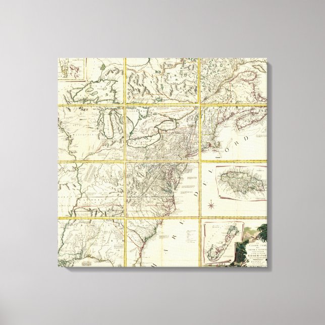 Lienzo Mapa compuesto de Estados Unidos (Anverso)