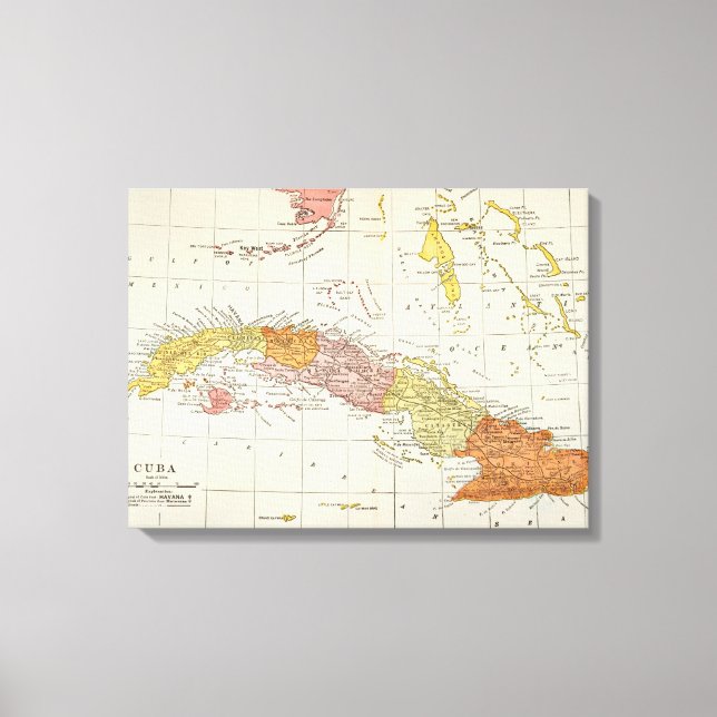 LIENZO MAPA: CUBA, 1900 (Anverso)