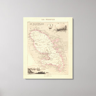 Lienzo Mapa de 1858 del Departamento de Martinica, Poster
