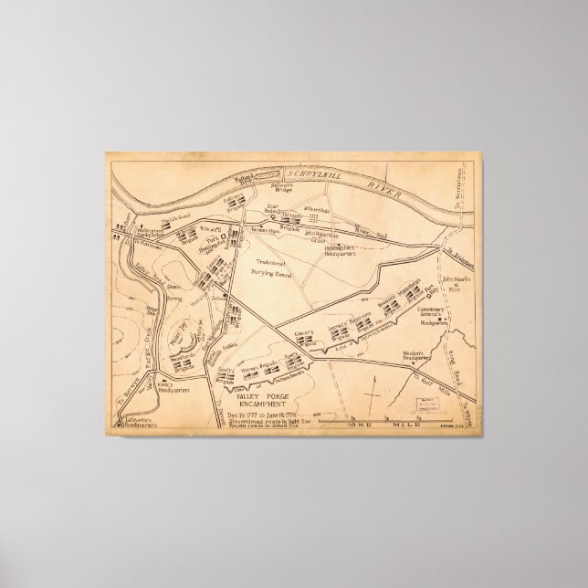 Lienzo Mapa de acampamiento de forja del valle (diciembre (Anverso)
