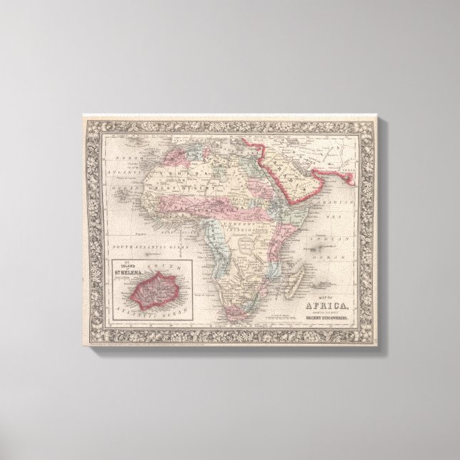 Lienzo Mapa de África con Santa Elena (Anverso)