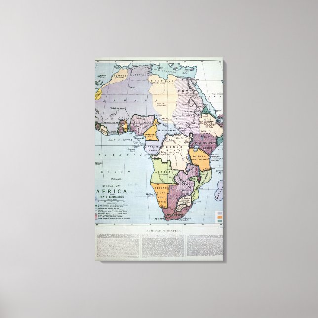Lienzo Mapa de África que muestra las fronteras del Trata (Anverso)