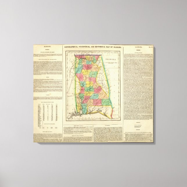 Lienzo Mapa De Alabama (Anverso)