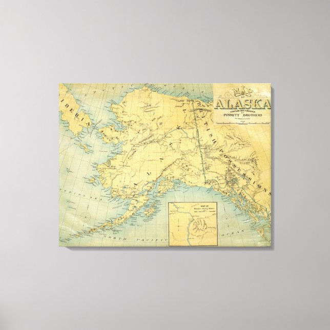 Lienzo Mapa De Alaska (Anverso)