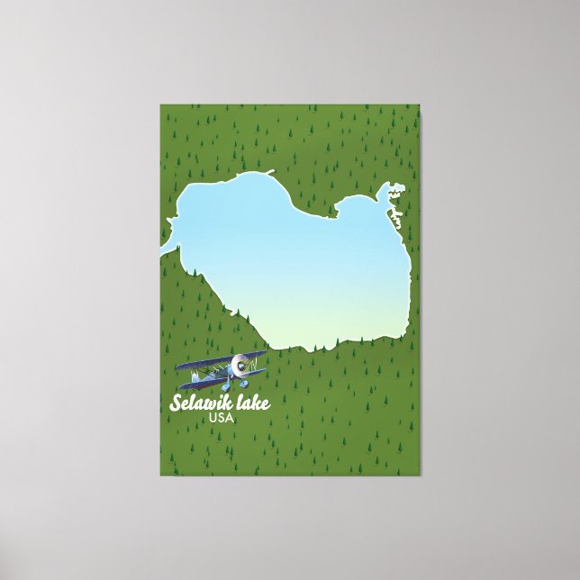 Lienzo Mapa de Alaska en el lago Selawik (Anverso)