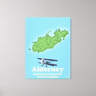 Lienzo Mapa de Alderney Bailiwick de Guernsey Reino Unido