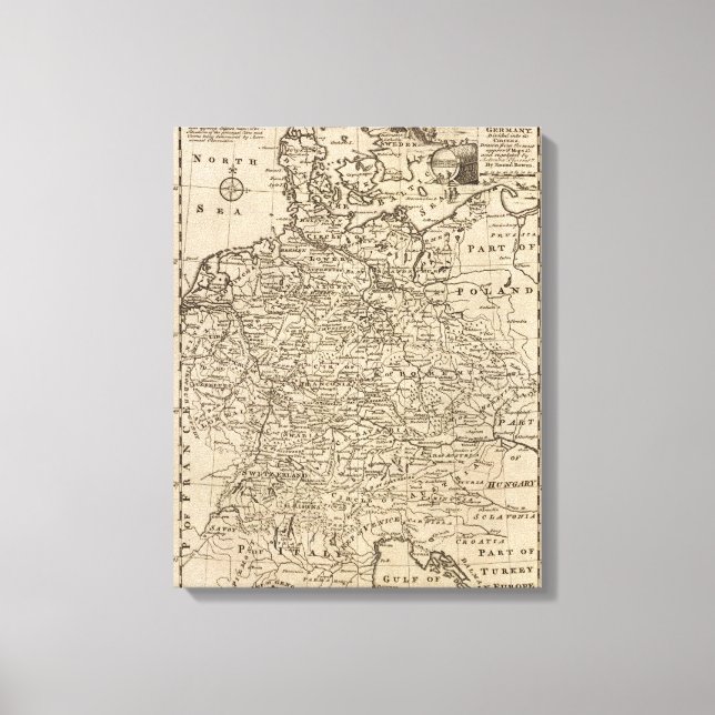Lienzo Mapa de Alemania (Anverso)
