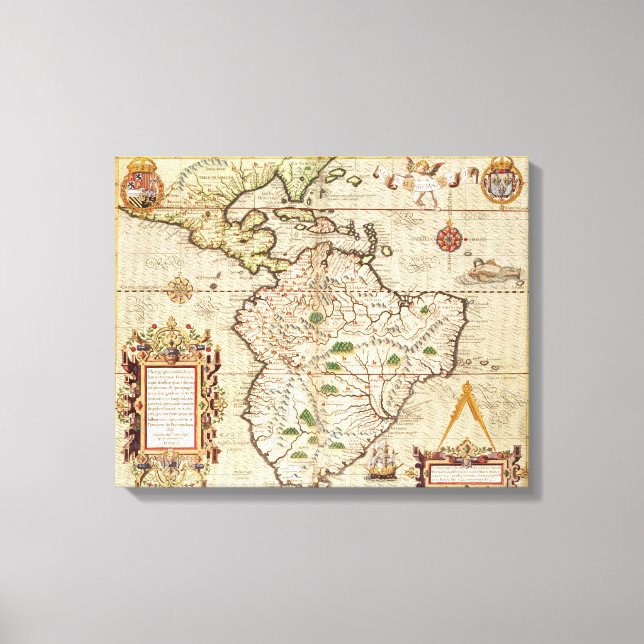 Lienzo Mapa de América Central y del Sur (Anverso)