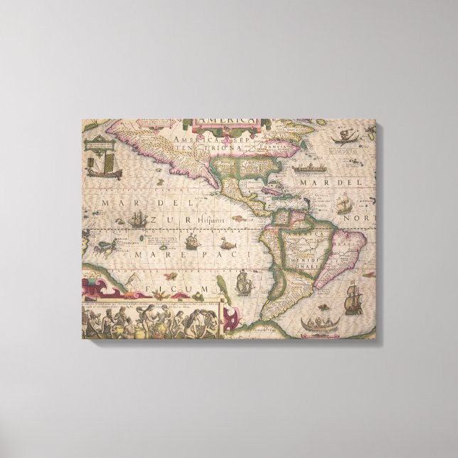 Lienzo Mapa de América, del "Atlas" Mercator, pub. (Anverso)