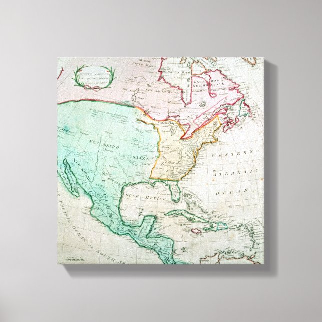 Lienzo Mapa de América del Norte (Anverso)