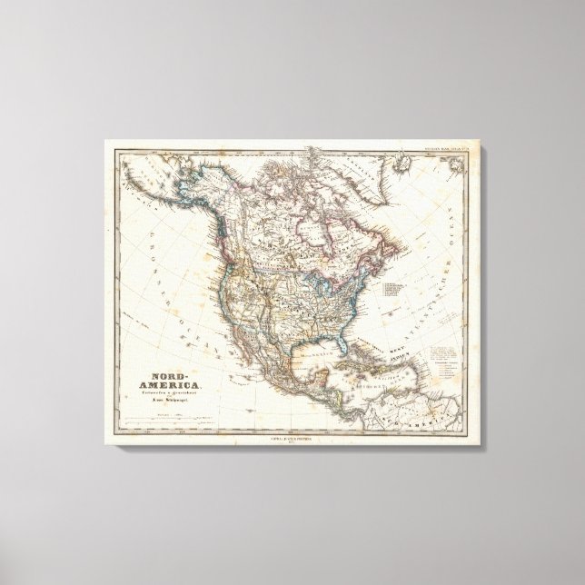 Lienzo Mapa de América del Norte de Stieler (Anverso)