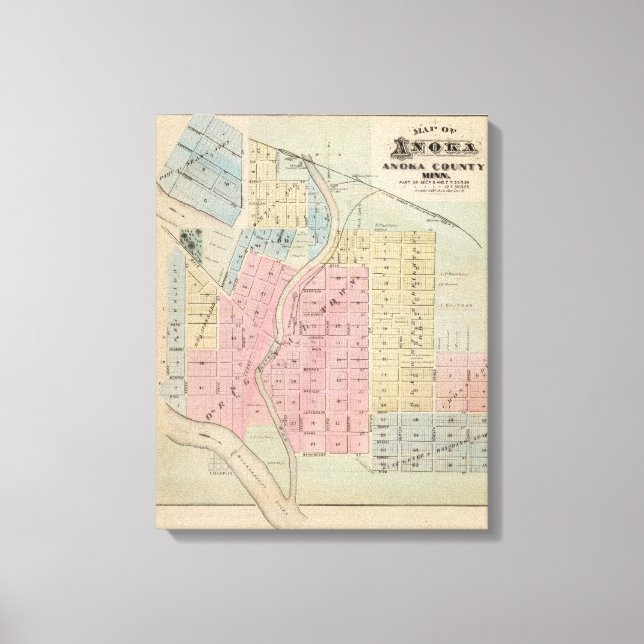 Lienzo Mapa de Anoka, condado de Anoka, Minnesota (Anverso)