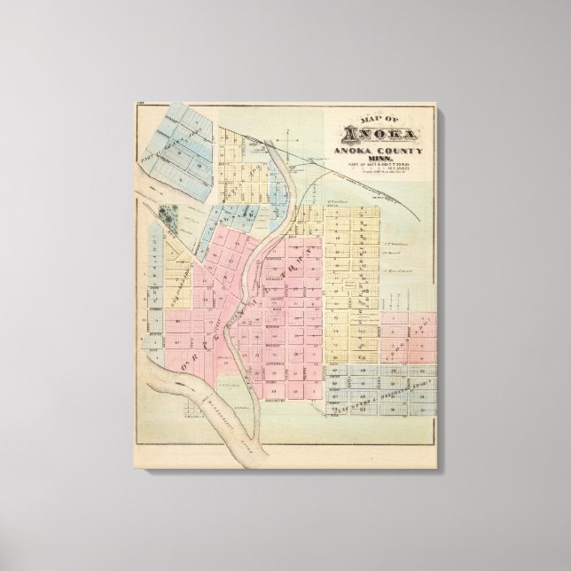 Lienzo Mapa de Anoka, condado de Anoka, Minnesota (Anverso)