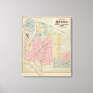 Lienzo Mapa de Anoka, condado de Anoka, Minnesota