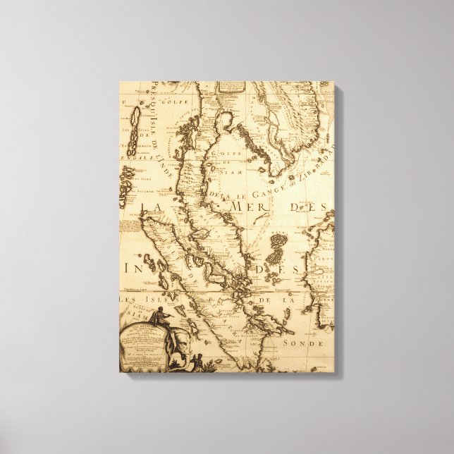 Lienzo Mapa de antigüedades del Sudeste Asiático | 1687 (Anverso)