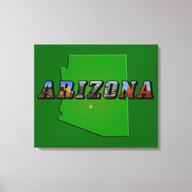 Lienzo Mapa de Arizona y texto de imagen (Anverso)