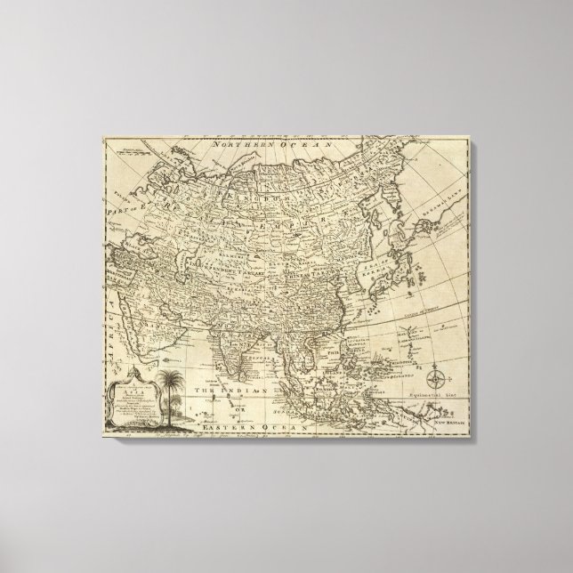 Lienzo Mapa de Asia (Anverso)