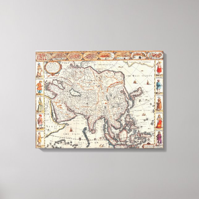 Lienzo Mapa de Asia 3 (Anverso)