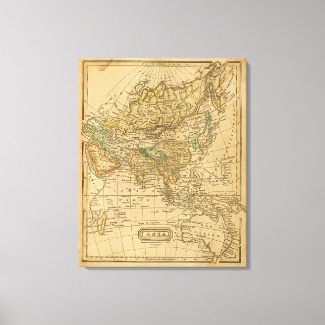 Lienzo Mapa de Asia por Worcester (Anverso)