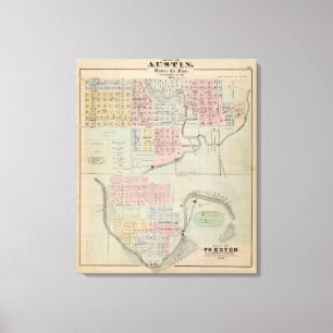 Lienzo Mapa de Austin, condado del cortacéspedes,