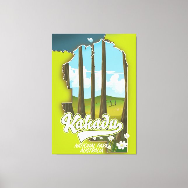 Lienzo Mapa de Australia del parque nacional de Kakadu (Anverso)